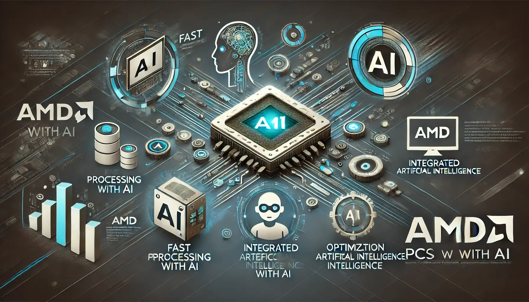 AMD, PCs com IA, inteligência artificial, computadores para criadores, computadores para profissionais, tecnologia avançada, inovações em PCs, desempenho de computadores, eficiência com IA, AMD para criadores
