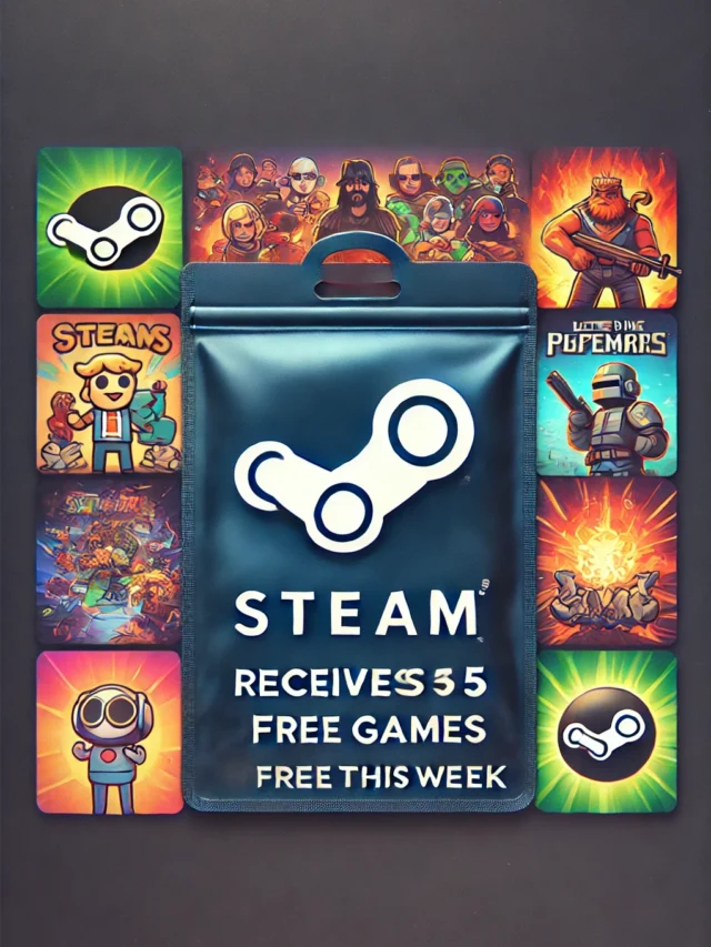 DALL·E 2024-07-22 00.05.09 - Cover image for a web story about 'Steam Receives 5 New Free Games This Week'. The image should feature the Steam logo with a colorful background show